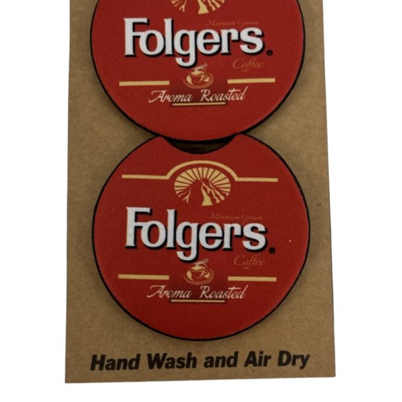 Car Coasters Folgers Coffee Set of 2 Neoprene Absorbent by Sassy Hippo Creations - Picture 8 of 9